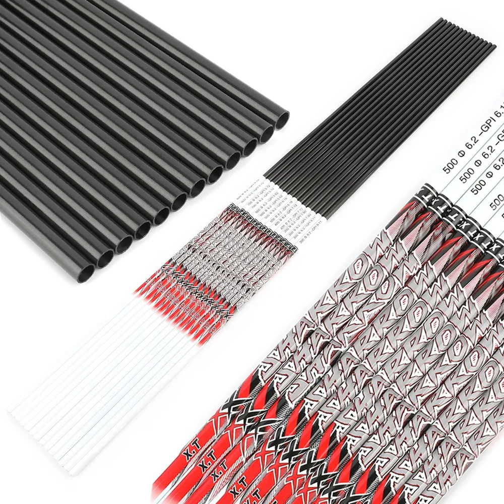

6/12 шт. 32 дюйма, древ для стрелы из чистого углерода, ID 6,2 мм, OD7,6-7,0 мм SP300-800, стрела, изогнутый блочный лук, охотничья мишень