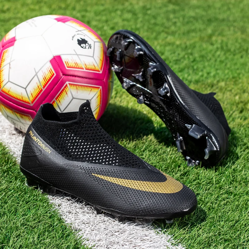 Chuteiras de futebol respirável masculinas longas, botas de futebol de treinamento no tornozelo, sapatos antiderrapantes profissionais para meninos,