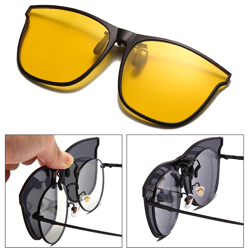 

Night Vision Clip on Sunglasses Women Men Polarized Sun Glasses Photochromic Anti Glare Driving Goggles Vintage Square Glasses