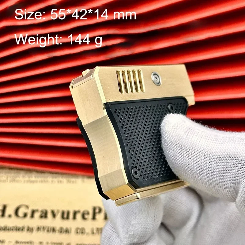 New Design Rare Brass Creative Kerosene Lighter Insurance Catapult Semi Automatic Gun Retro Personalized Gift