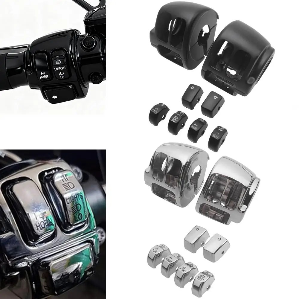 

For Harley Softail Dyna Sportster XL883N 2014-2022 Motorcycle Handlebar Control Aluminum Switch Housing ABS Button Cap Cover Kit