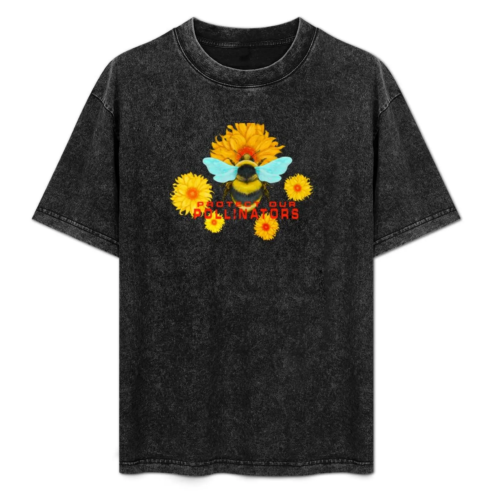 

Protect Our Pollinators Bumblebee and Sunrise Daisy #2 T-Shirt fashion shirts boys whites plain t shirts men