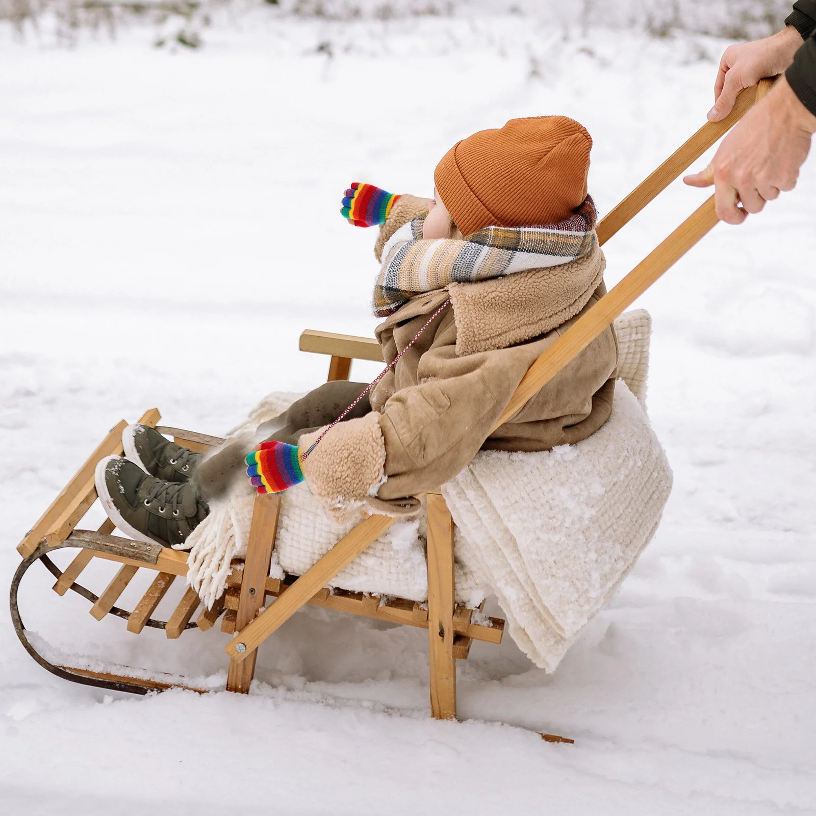 Sarung tangan anak, gantungan gesper Ski Anti slip tali Musim Dingin anak-anak nilon klip sarung tangan klip