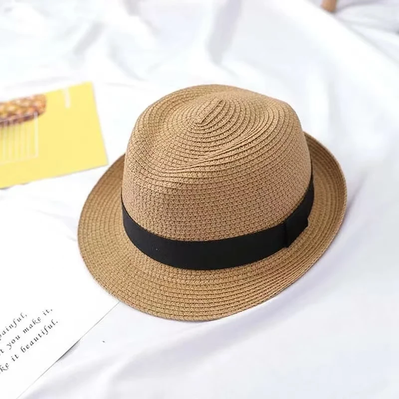 Korean Pure Color Flanging Parent-child Fedora Hat SpringSummer Straw Hats For Men Boy fashion Women Jazz Cap