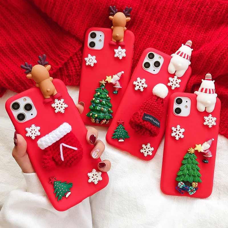 Scarf Deer Bear DIY Christmas Case For Xiaomi Redmi 13C 9A 13 10 12C 9 12 10C 9T 9C Mi 13T 12T 11T Pro 11 Lite TPU Cover Cases