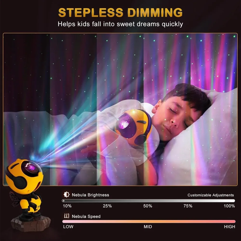 Projektor Galaktyki z Mgławicą, Projektor Gwiazd Lampka LED Sufitowa z 8 Trybami Projekcji Gwiazd, Lampka Nocna Gwieździsta dla Dzieci, Prezent Projektor