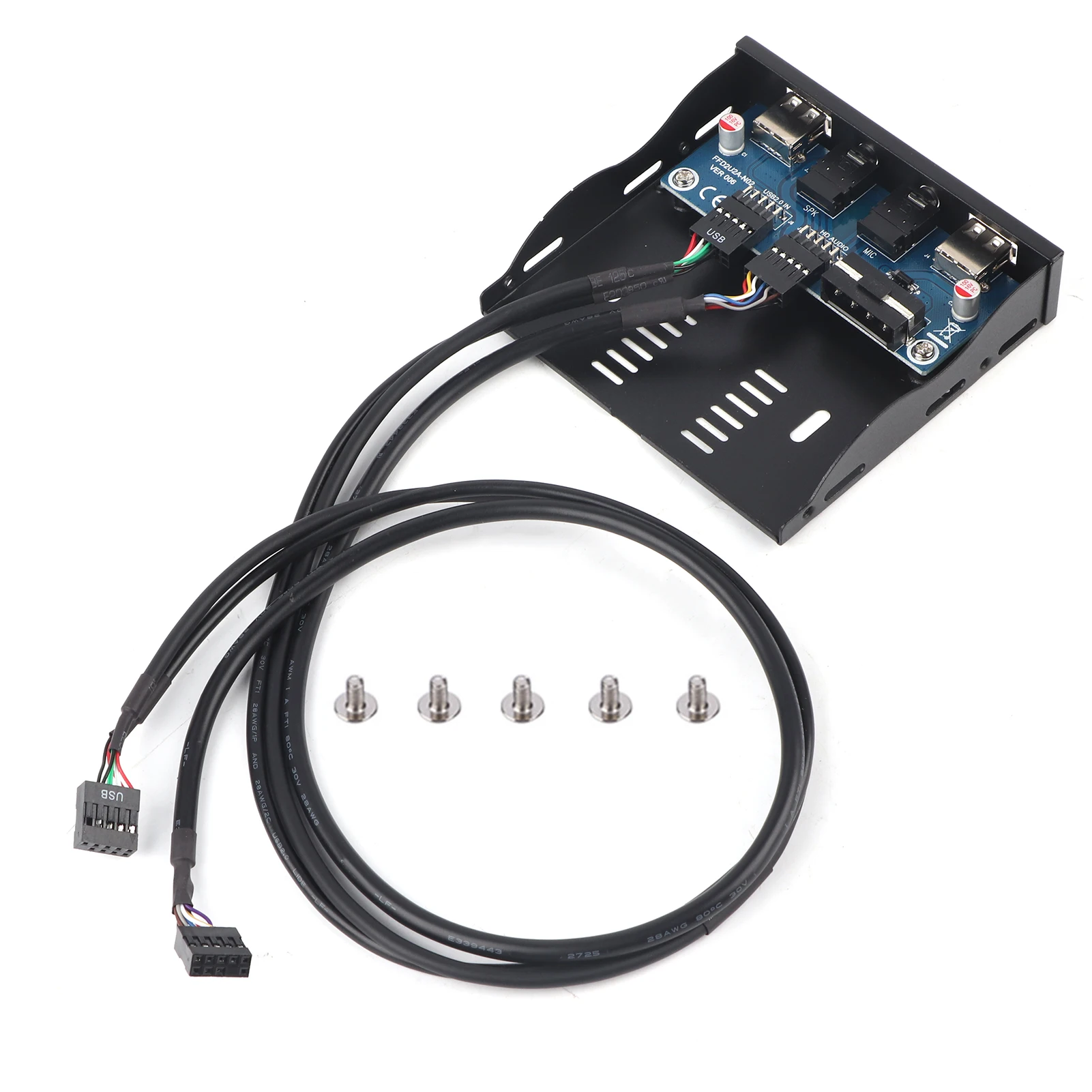 لوحة أمامية مرنة USB2.0 HDAUDIO مقاس 3.5 بوصة 9Pin إلى 2 واجهة USB2.0 مع ميكروفون صوت #2