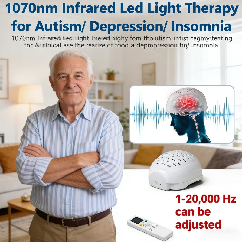 436 Diodes Red Light Therapy Helmet Remote Control for Sleep Disorders Anxiety Depression Relaxation Calming Home Device view 5