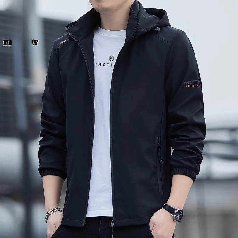

Men's Outdoor Jaet Casual Windbreaker Top Loose Fit Autumn New Faion Trendy Polyester Long Sve Zipper Decoration