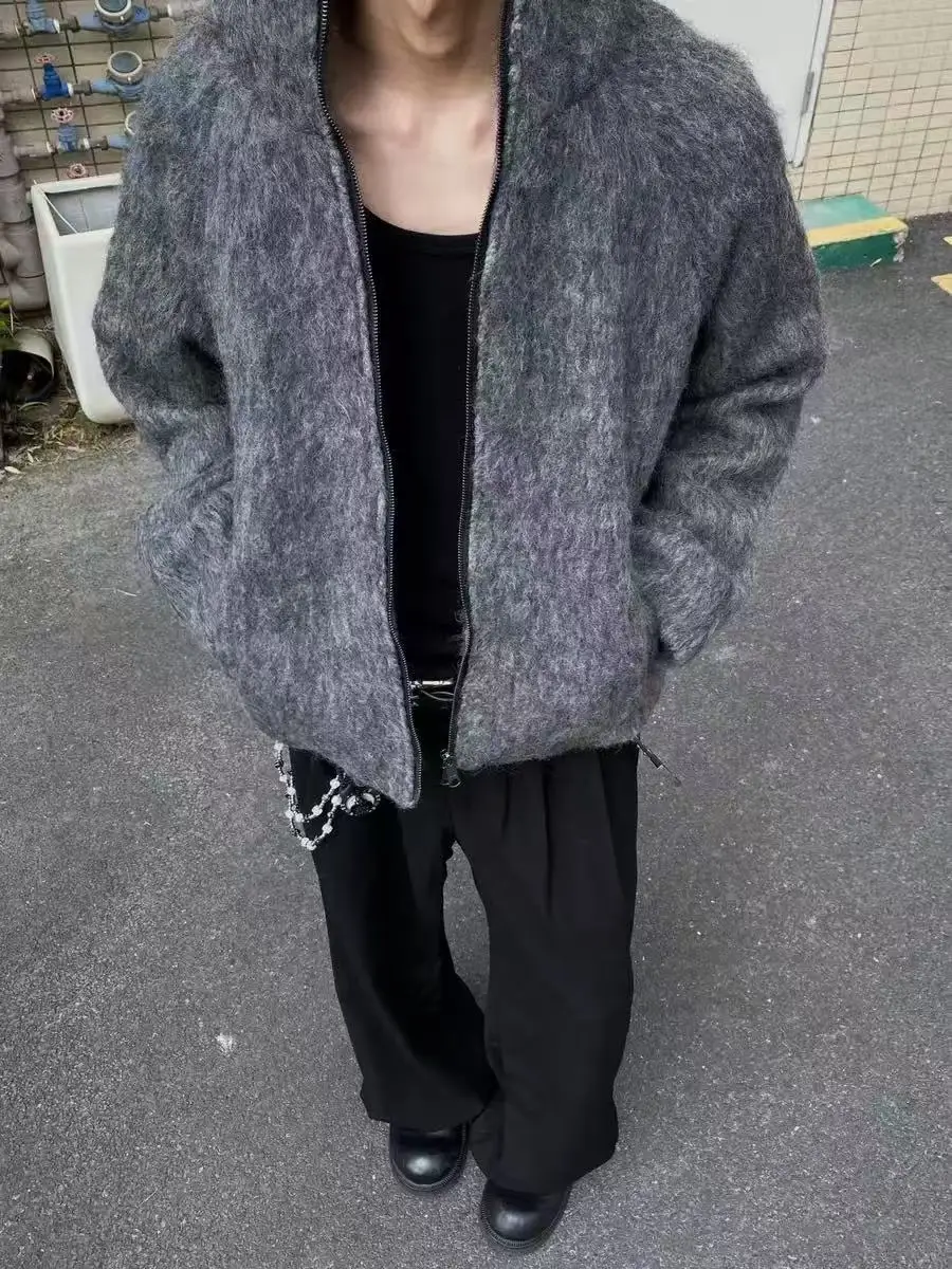 

Мужская утепленная куртка из шерстяной смеси с капюшоном на молнии, осенне-зимнее пальто Teod Uppp Brand, повседневная свободная куртка для пар