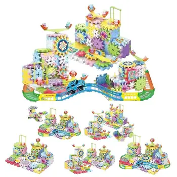 Electric Gear 3D Puzzle Model Building Kits Rotating Gear Building Block Toys Montessori Brick Blocks Educational Toys Kids Gift