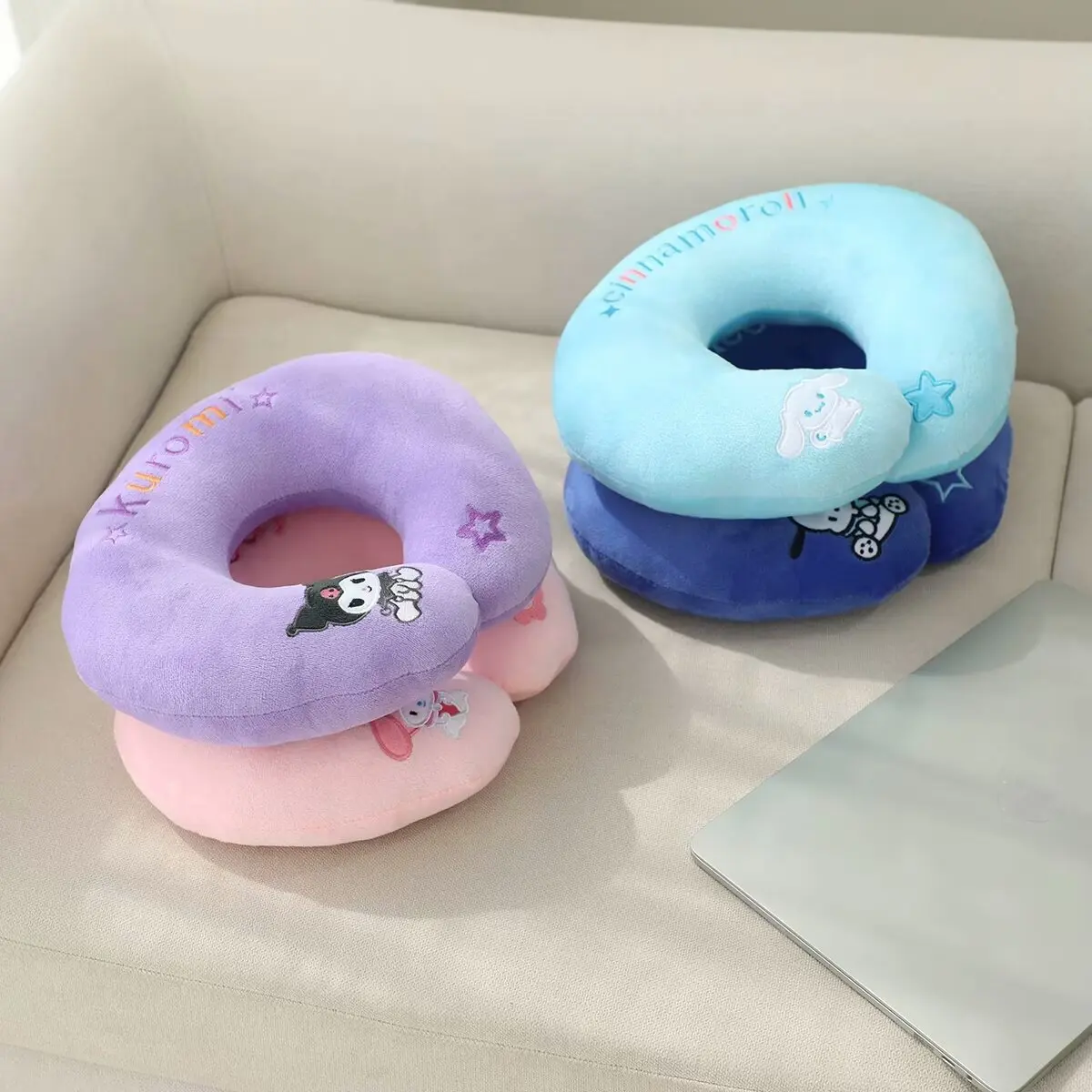 Kawaii Anime Sanrio My Melody Pocahcco Portable Car U-Shaped Pillow Cute Cinnamoroll Kuromi Office Nap Pillow Girls Gifts