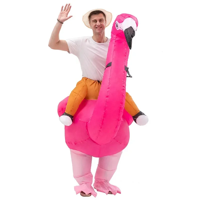 Adults Kids Inflatable Flamingo Costume Halloween Christmas New Year Thanksgiving Carnival Party Flamingo Dress Set Holiday Gift