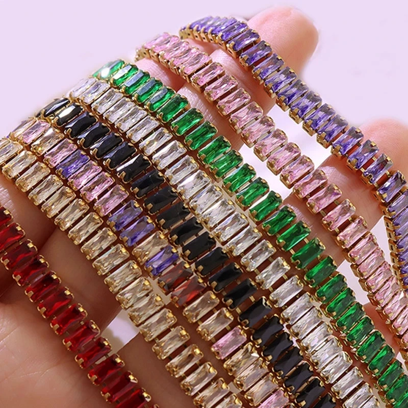 Hippie Colorfu Crystal Tennis Bracelets for Men Women Luxury Iced Out Cubic Zirconia Adjustable Bracelet On Hand Rock Jewelry