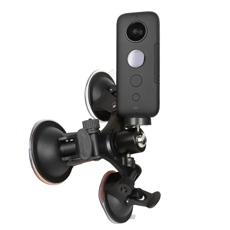 Triple Cup Camera Suction Mount w/Ball Head for Insta360 One X/X2/X3 Yi 4K/Sony/Suction Cup Car Holder Window Mount Accessory