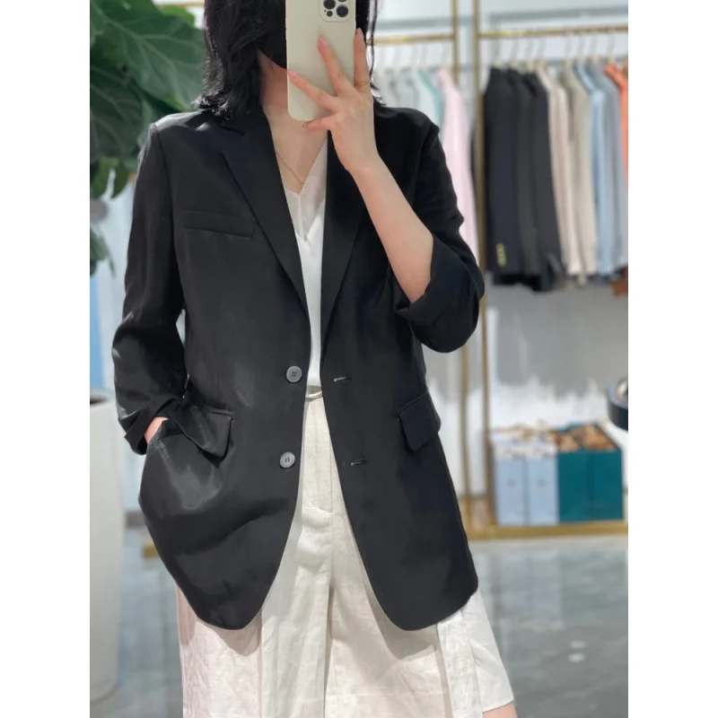 Summer Thin Casual Tencel Linen Small Suit Breathable Women's Suit Temperament Commute Coat