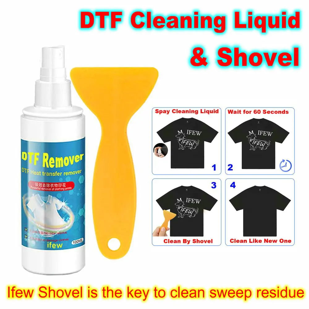 DTF Supprimer Eliminador Eliminar DTF Rimuovere Raschietto Strumento Kit di Liquidi Dtf Rimozione di Pulizia Set di Pale Liquide Strumento di Soluzione Pulita