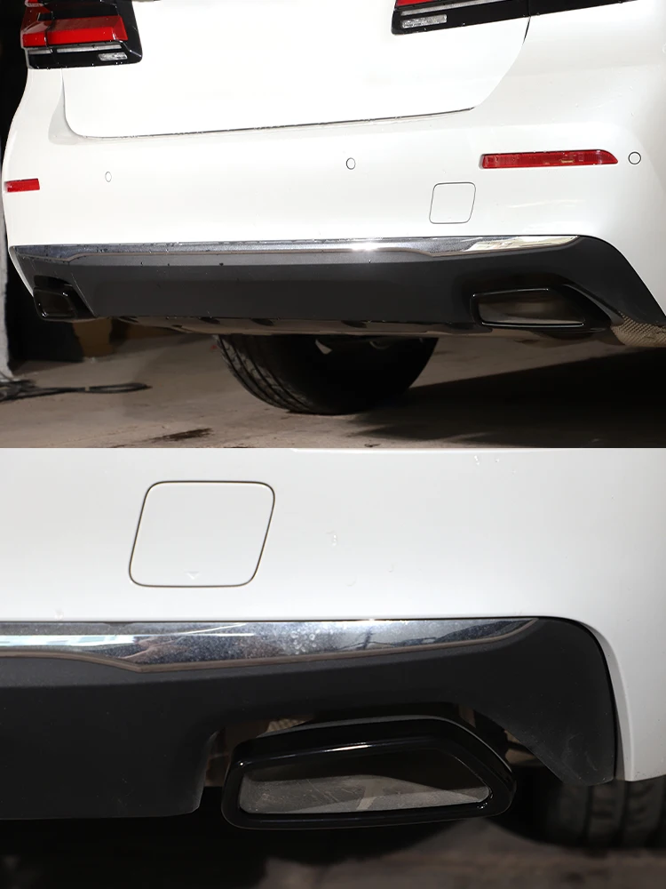 X2 Edelstahl-Endschalldämpfer Auspuffrohr-Abdeckung Zierleiste Passend für BMW 5er 6er GT G30 G38 G32 2018-2023 – Detail 4