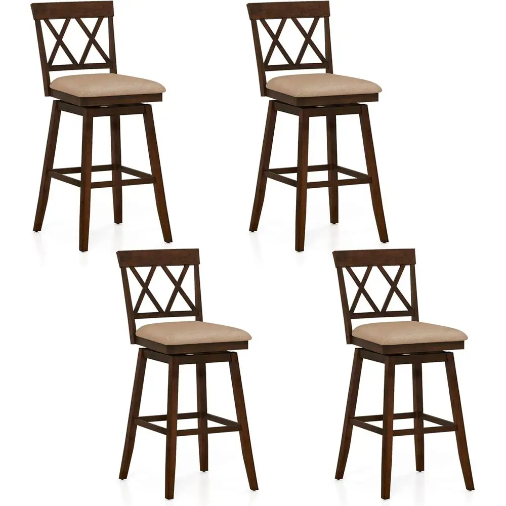 

Набор из 4 поворотных барных стульев: высота 29 дюймов, мягкие сиденья, эргономичные спинки, для кухонного острова или столовой