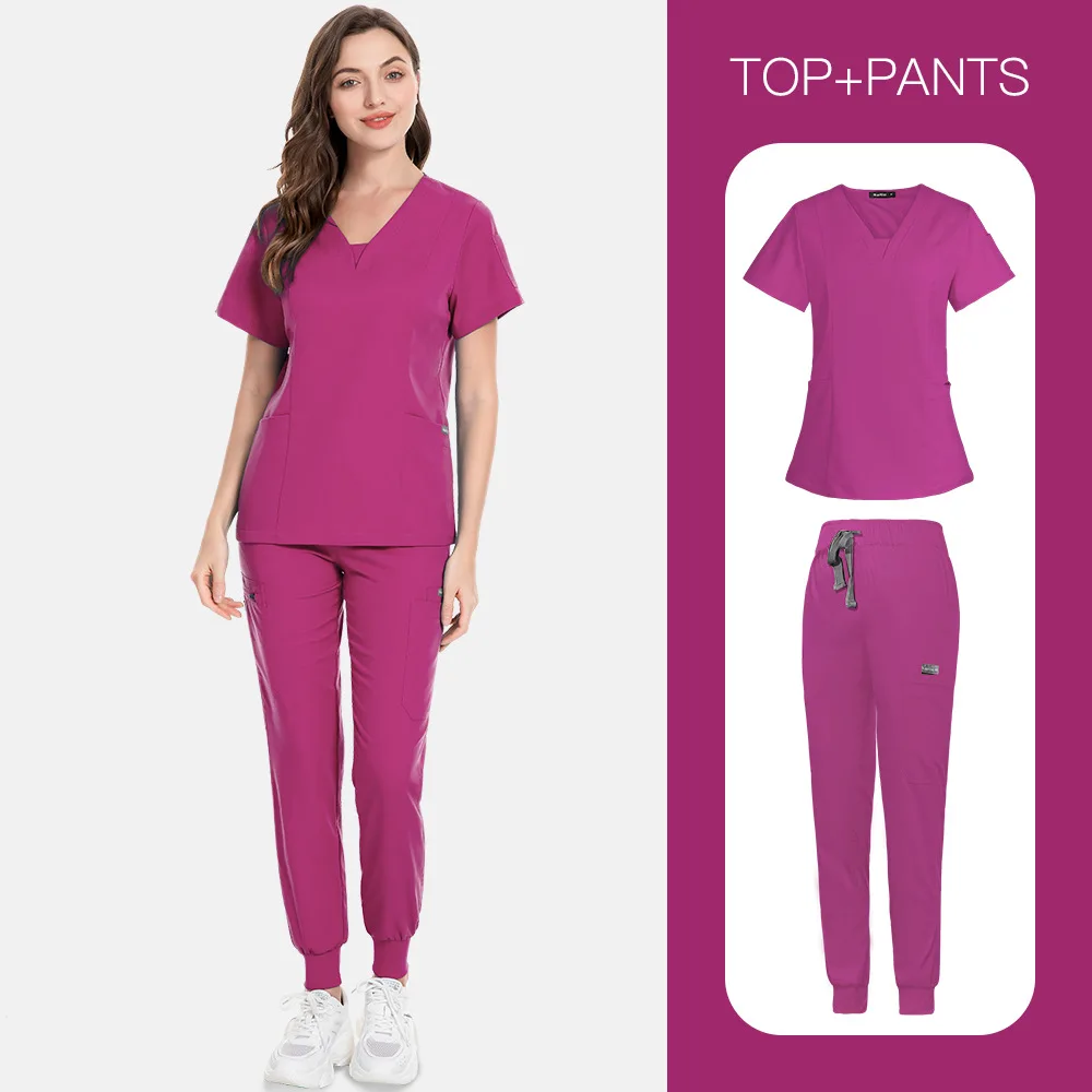 slim-fit-medical-uniforms-women-scrubs-sets-surgical-tops-pants-doctors-nurses-accessories-dental-clinic-beauty-spa-lab-workwear