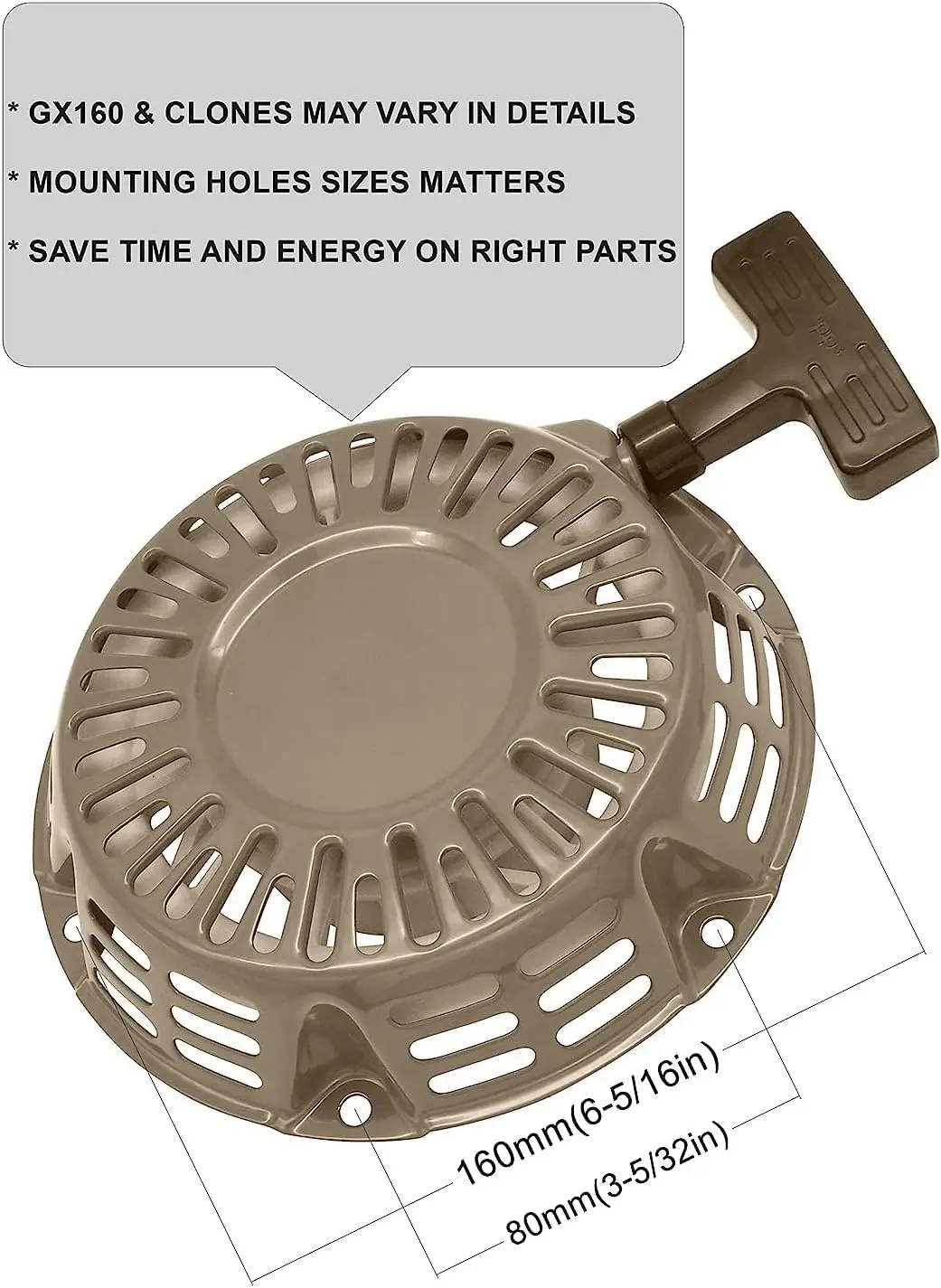 GX160 Pull Start Assembly Recoil Starter GX120 GX200 w/Pully Cup | 5.5 6.5 HP GX 160 120 200Pull Rope String for Honda Blackmax and Clones 28400-ZH8-023YA 28400-Z0T-003ZB