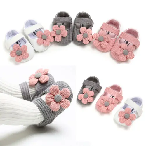 EWODOS Summer Newborn Baby Girl Shoes Pink Soft Bottom Flowers Cotton Non-Slip Toddler Party Crib Footwear Casual First Walkers