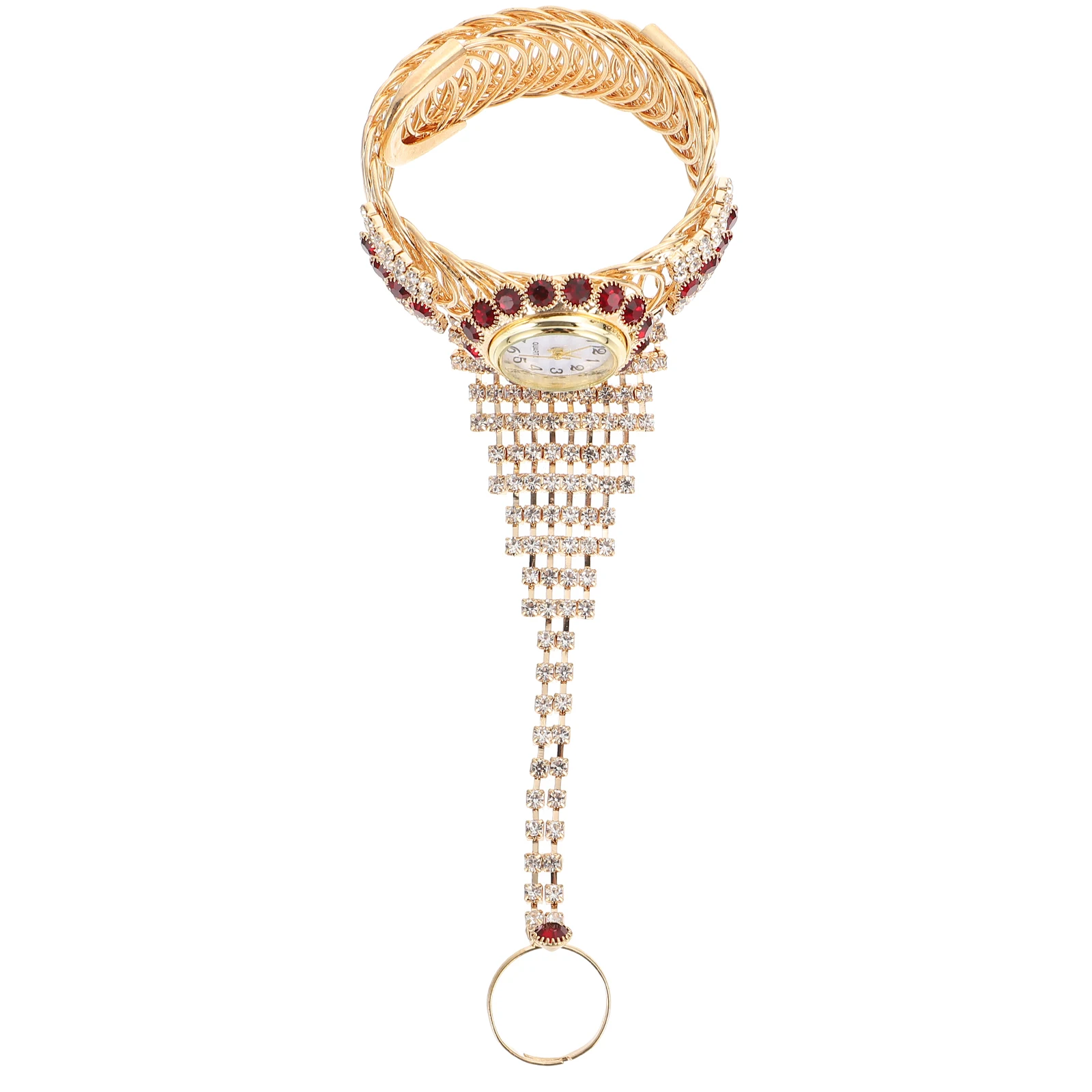 

Watch For Women Rhinestone Ring Bangle Lady Adjustable Retro Bracelet Watch Vintage Timepiece Jewelry