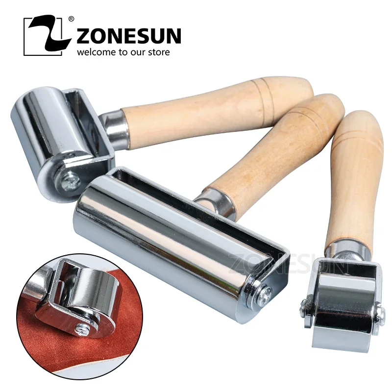 ZONESUN Press Edge Roller Leather Glue Laminating Leather Craft Tools Leather Edge Creaser Smoother For DIY Handmade