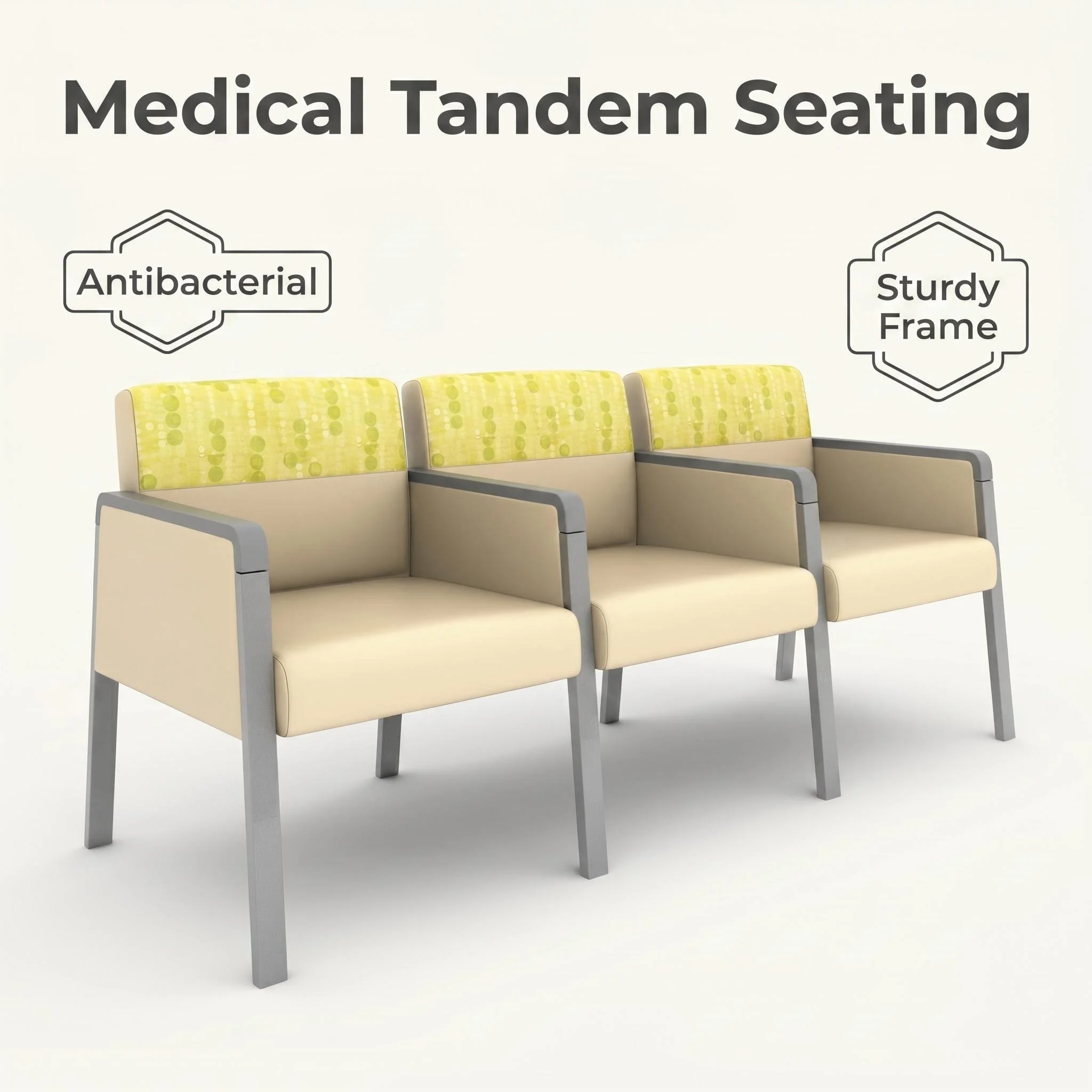Metal Frame Hospital Waiting Chair, Antibiosis Detail Upholstered,Customizable for Hospital Gym Airport Waiting Rooms