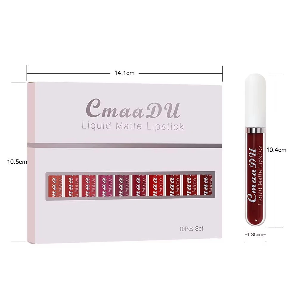 10pcs/Set High Pigment Liquid Matte Lipstick Collection 10 Colors Waterproof Long-Lasting Lip Makeup Glossy Lip Gloss Set - view 6
