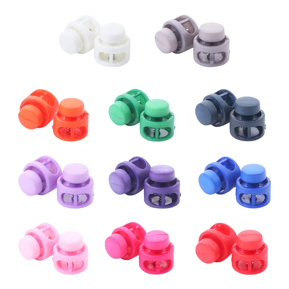 10pcs Cord Lock Stopper Spring Stop Toggle Clip Round Ball Plastic Colorful For Paracord Shoelace Rope DIY Accessories