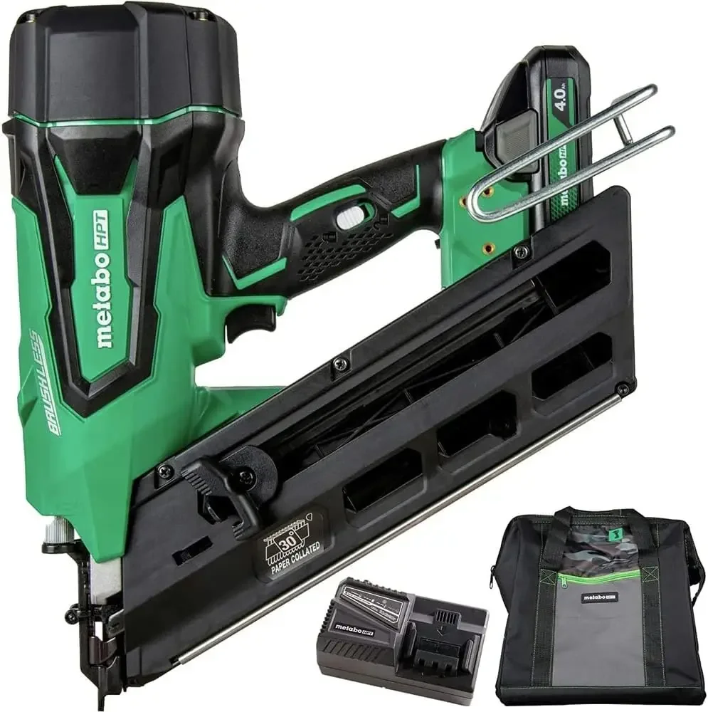 

Metabo HPT Cordless 18V MultiVolt™ Framing Nailer Kit | Accepts 2-Inch to 3-1/2-Inch Clipped & Offset Round Paper Nails