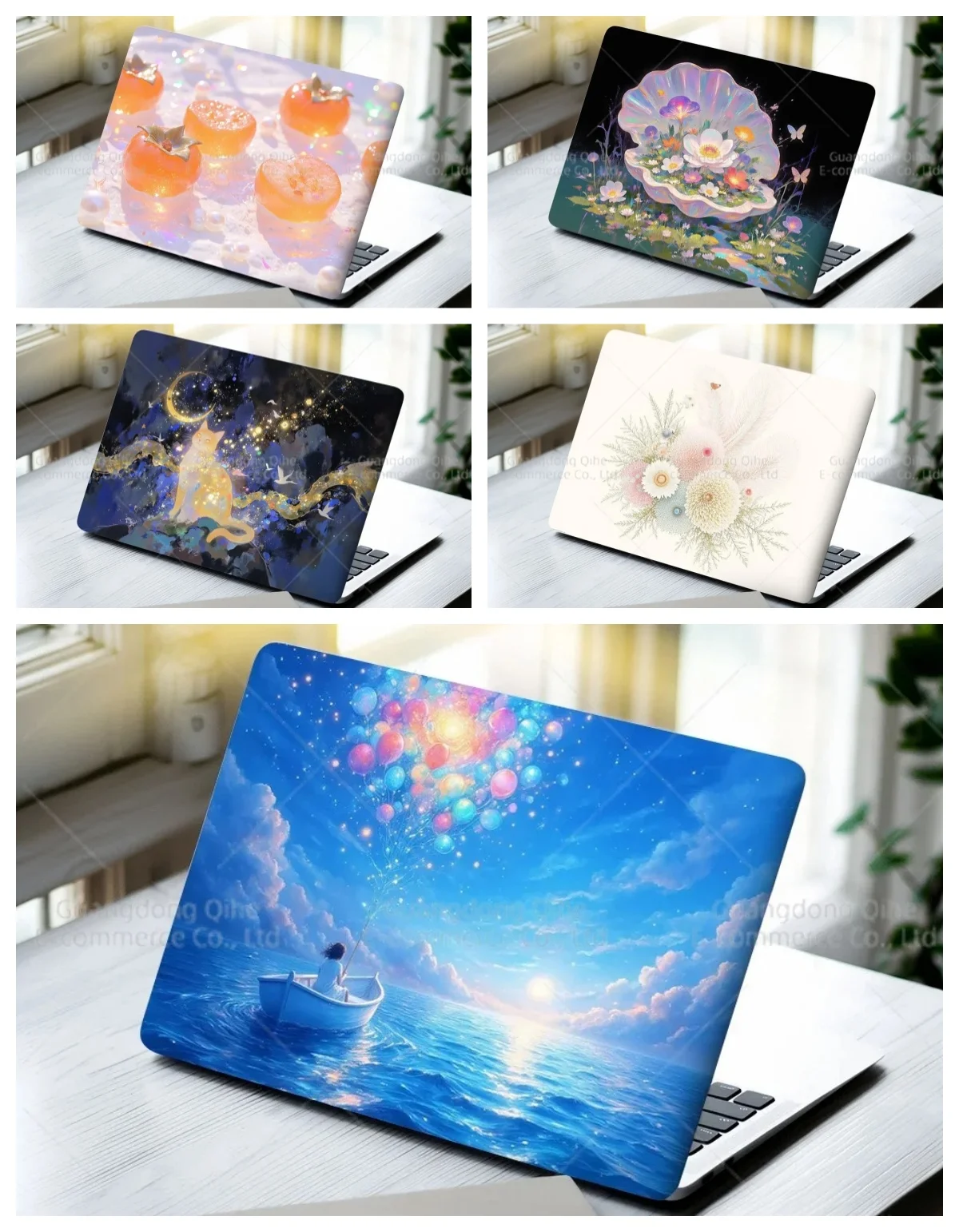 

2 Pcs Comic Cool Character Laptop Sticker Waterproof PVC Decal for MacBook/Notebook Cute Aesthetic Floral Laptop Skin Decor