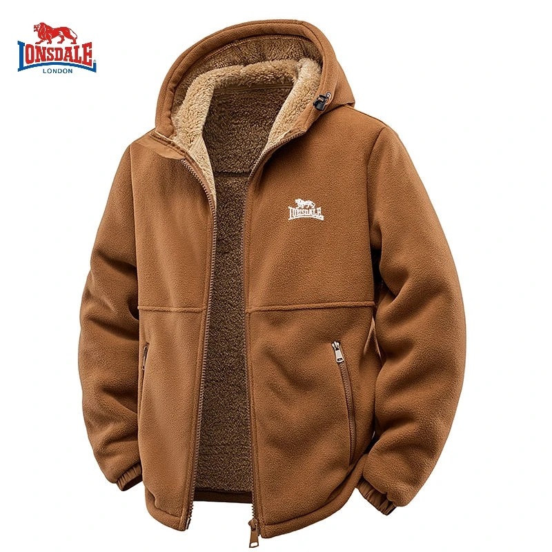 

New autumn and winter high-quality fleece hooded sweatshirt for men's casual outdoor windproof and warm versatile jacket