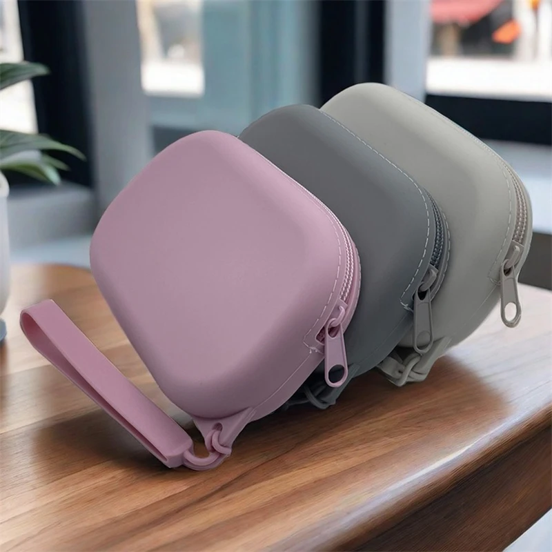 Morandi Color Silicone Cosmetic Bag Coin Purse Large Capacity Multifunction Storage Bag Solid Color Rectangle Small Item Bag