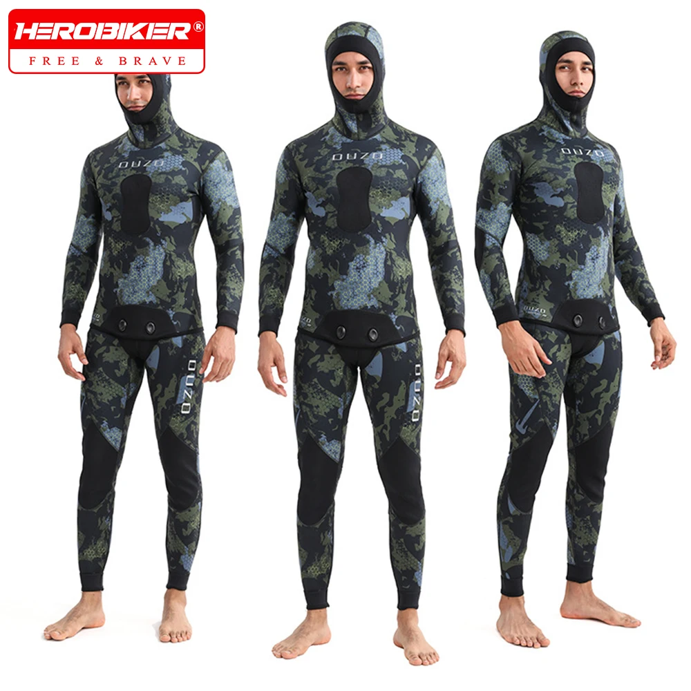 

Мужской гидрокостюм для подводной охоты 3 мм, камуфляжный, для зимней рыбалки, сохраняющий тепло, для фридайвинга и серфинга