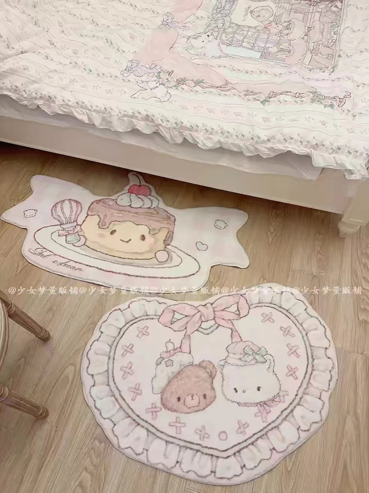 Cute Style Bedroom Decor Plush Carpet Cream Style Children Room Floor Mat Fluffy Soft Baby Crawling Rug  Cartoon Rugs Girl Gift
