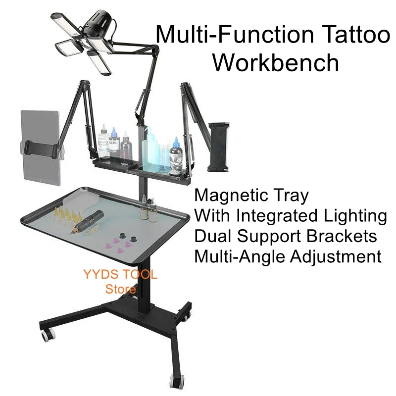 Multifunctional Tattoo Workbench Folding Four Leaf Light Mobile High Brightness Tattoo Color Bracket