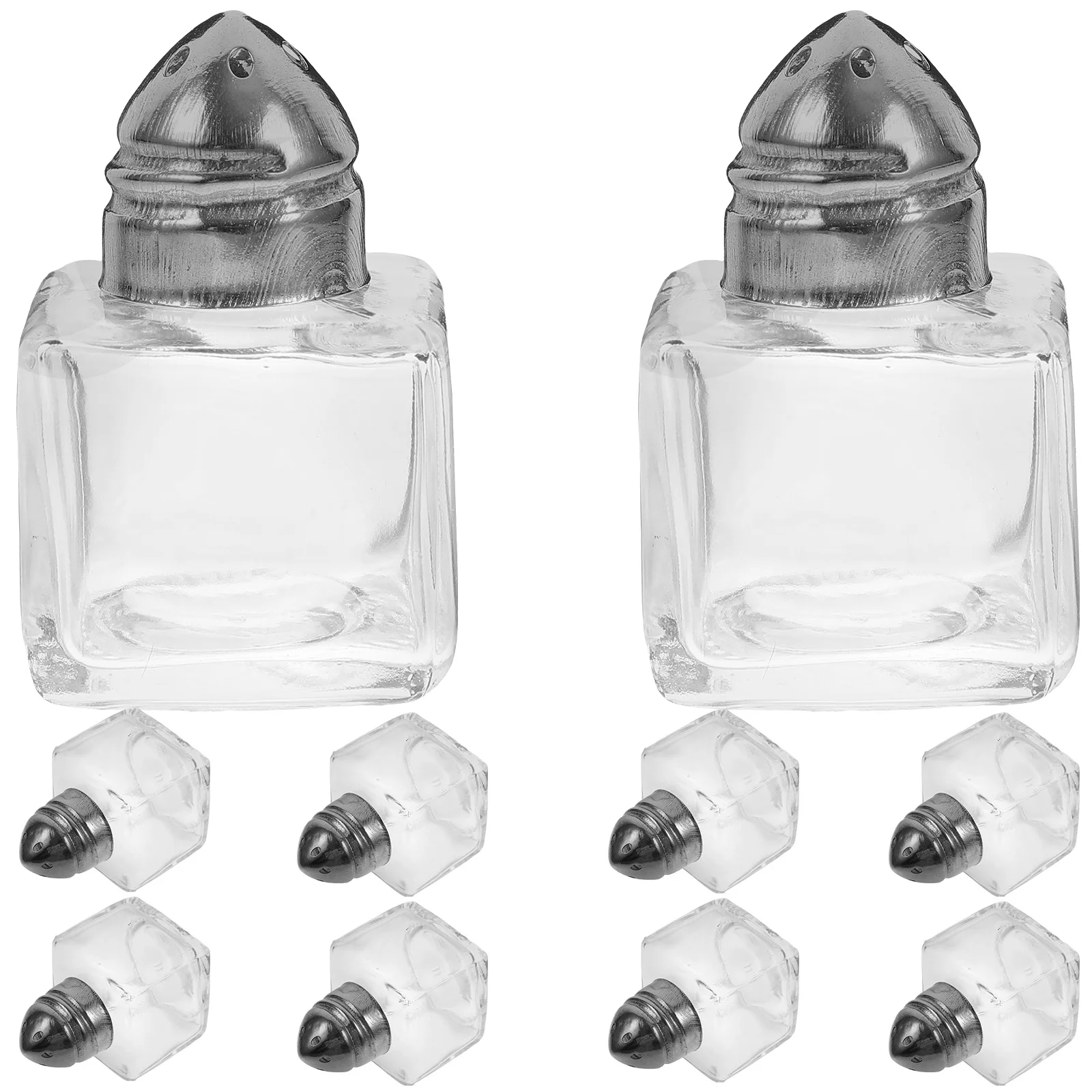 10Pcs Mini Seasoning Jar Glass Salt Shaker Pepper Dispenser Transparent Hole Spice Container Storage Bottle Kitchen Tool Supply