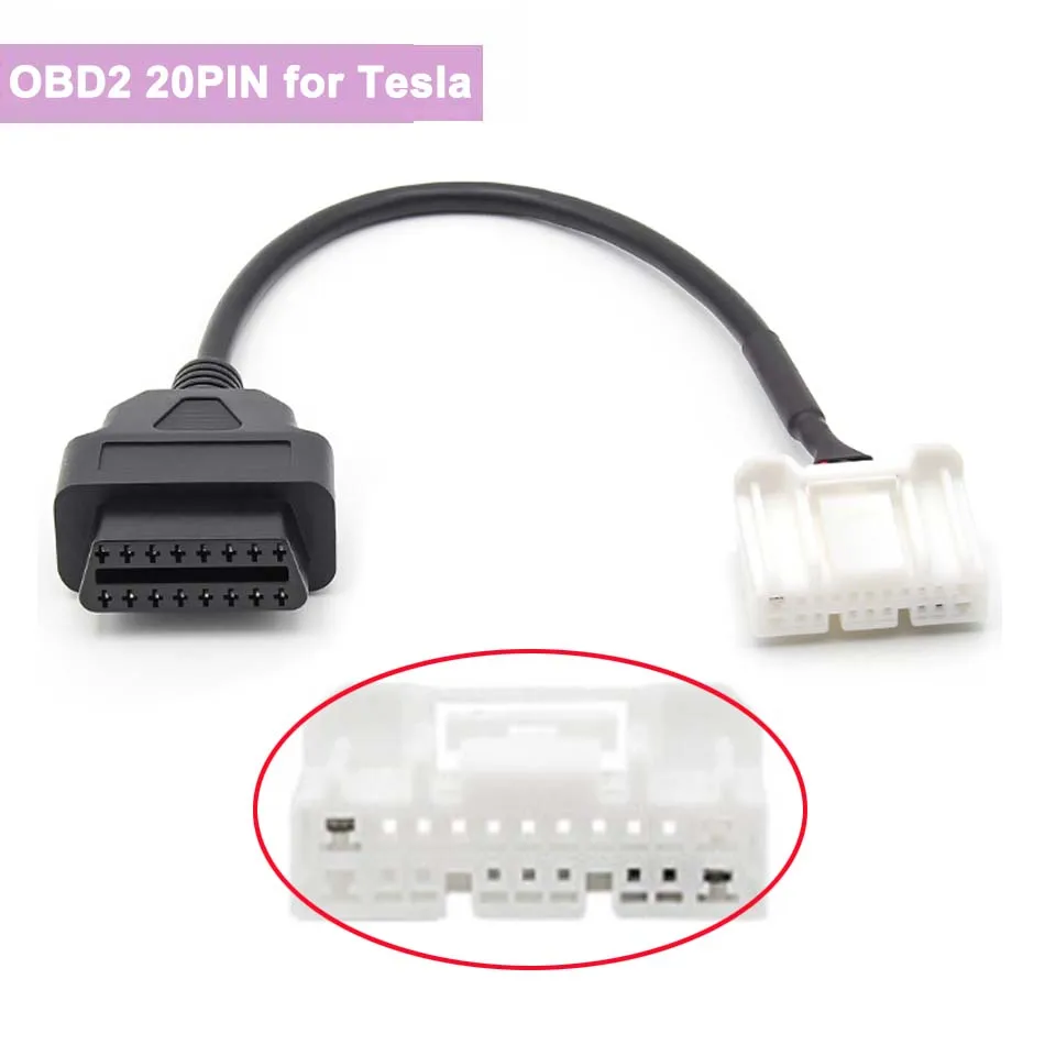 OBD 20 Pin Connector for After 2015 Tesla 20PIN Model S/X OBD2 16PIN Diagnostic Harness Electronic Cable of new Energy Vehicle