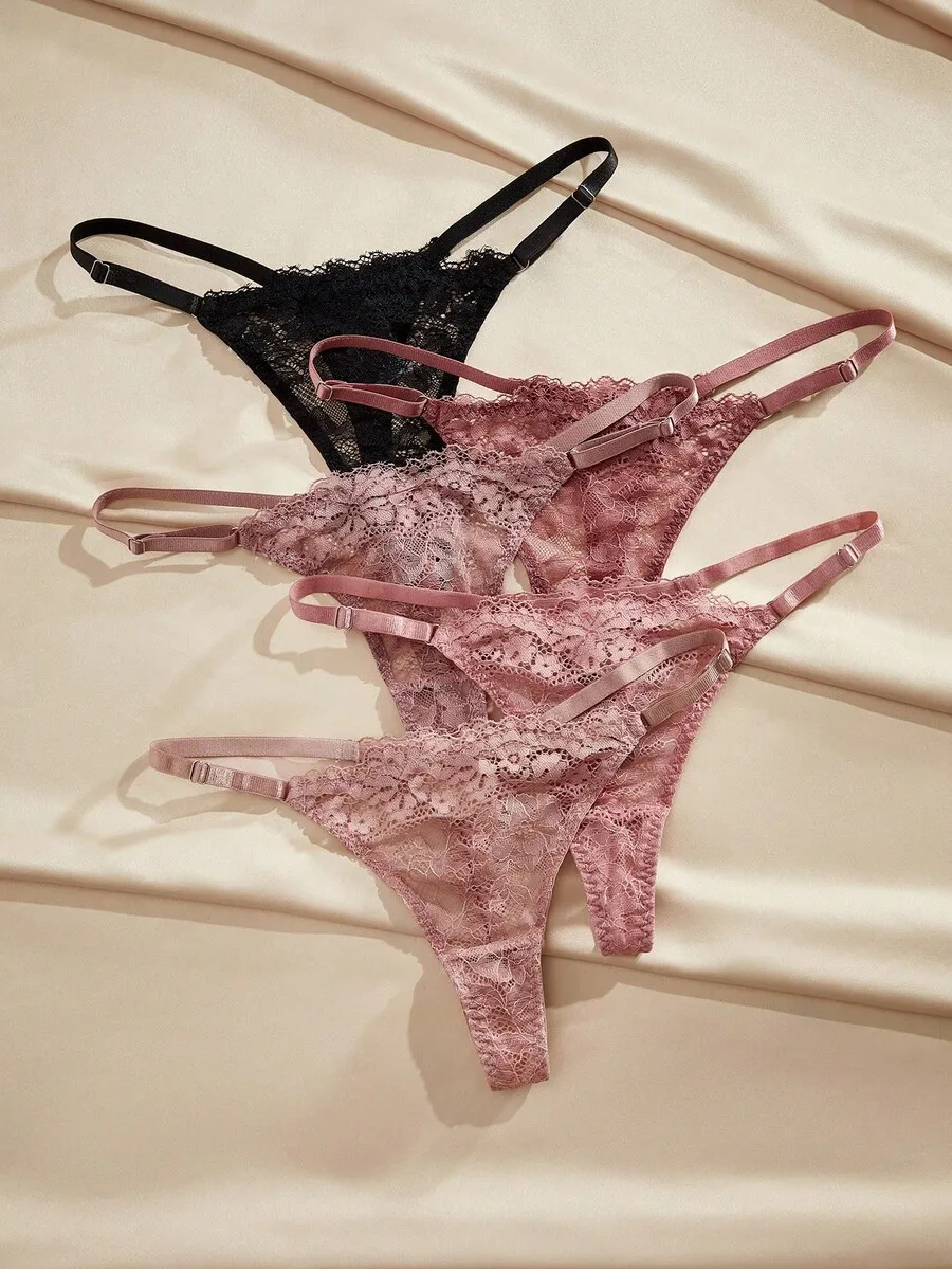 

Floral Lace G-String Panties Set For Women
