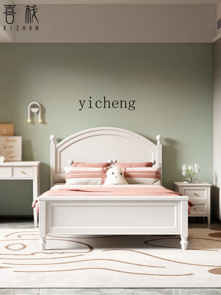 ZF Simple Modern Bedroom Children's Bed Solid Wood Girls' Princess Bed Single Children's Suite