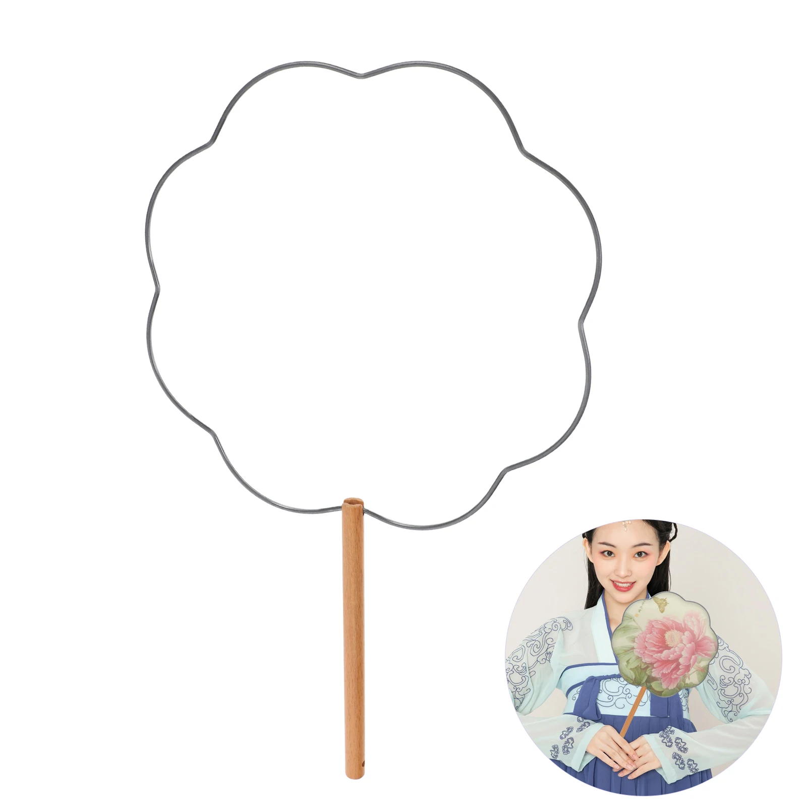 

5pcs Round Fan Handmade Iron Frame Decorative Hand Fans Craft Diy Tool Japanese Silk Vintage Foldable