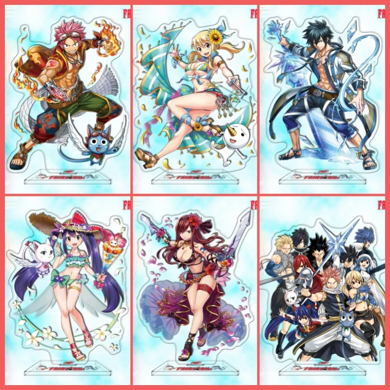 Anime FAIRY TAIL 100 YEARS QUEST Peripheral Acrylic Stand Figure Etherious/Dragneel/Natsu Lucy Heartfilia Desktop Keychain 15cm