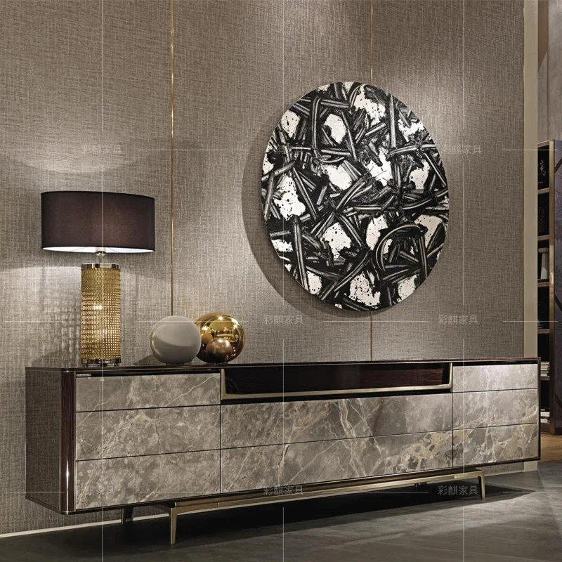 XX Italian Design TV Cabinet Light Luxury Bedroom Household Floor Cabinet Marble Decorative Locker Customization