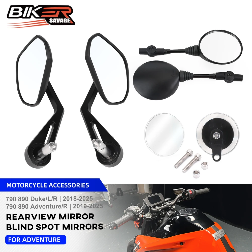 

Rearview Mirrors For 790 890 Adventure/R 890 790 Duke/R/L 2018-2025 360 Adjustable Blind Spot Mirror Auxiliary Rearview Mirrors