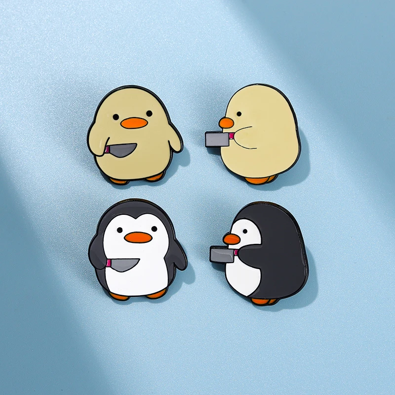 Chick Penguin Animal Brooch Enamel Pin Badge Knife Women Lapel Pin Backpack Gift Wholesale Cartoon Cute Badge Jewelry