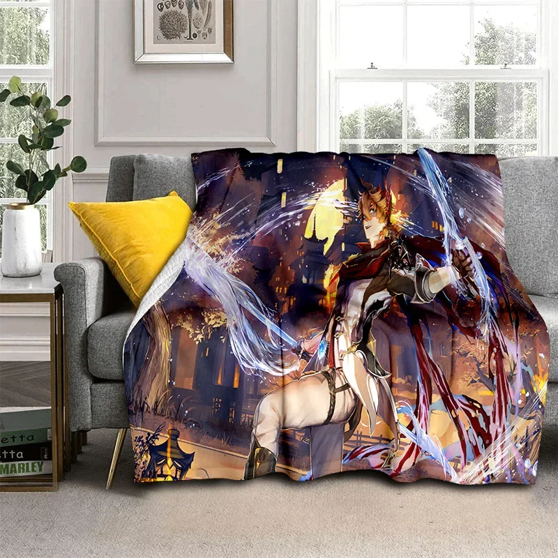 Gioco Genshin Impact Gamer coperta del fumetto, coperta morbida per la casa camera da letto letto divano Picnic viaggio ufficio copertura coperta