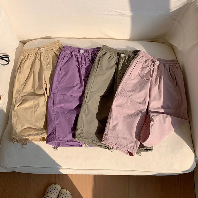 

2026 Four Seasons Hot Selling Solid Color Elastic Waist Leg Drawstring workwear Pants for Children