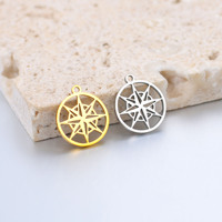 New stainless steel round hollow Compass Astrolabe accessories DIY necklace bracelet pendant